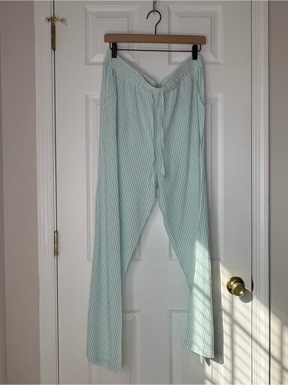 Papinelle Sabine Seersucker Stripe Full Length Pajama Set, Mint Green, M - Picture 7 of 16